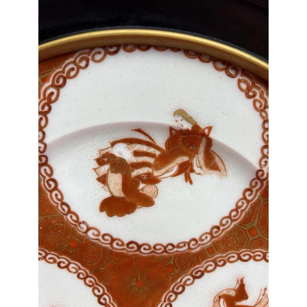 Antique 1868 Japanese MEIJI FUKAGAWA KORANSHA Porcelain Plate w Frame 11